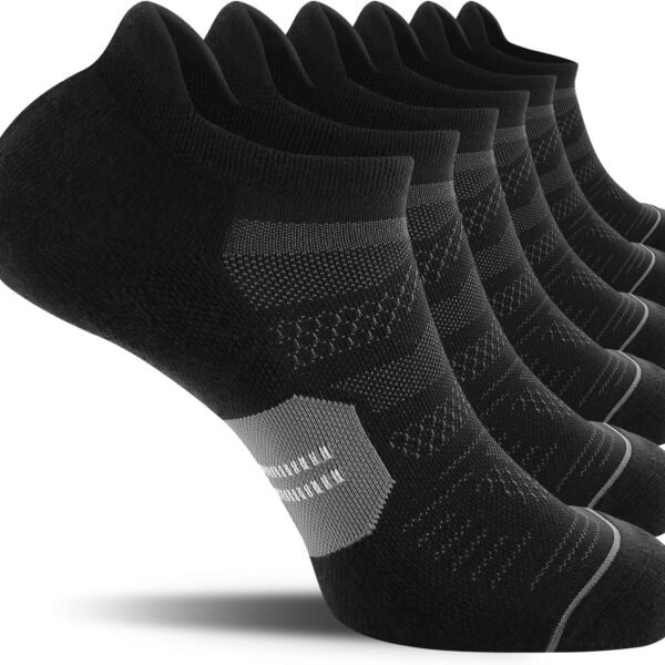 CS CELERSPORT Running Ankle Socks with Cushion Low Cut Athletic Tab Socks for Men Women 6 Pack