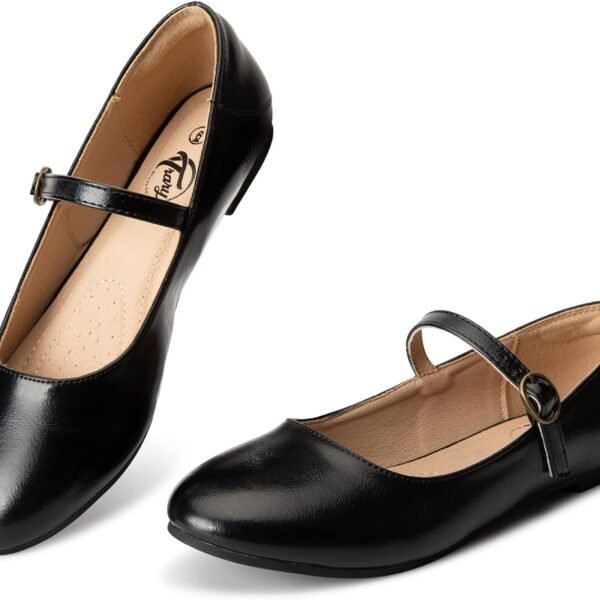 Trary Mary Jane Ballet Flats, Black Flats for Women, Ankle Strap Dressy Comfortable Flats