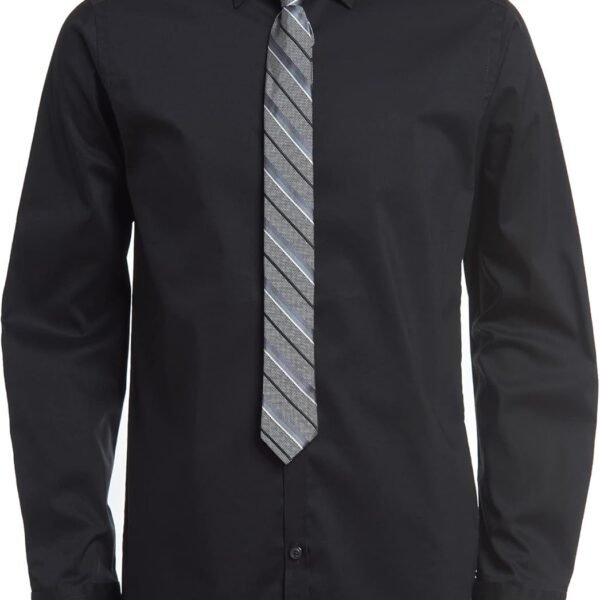 Van Heusen Boys' Long Sleeve Collared Button-down Dress Shirt and Tie Set