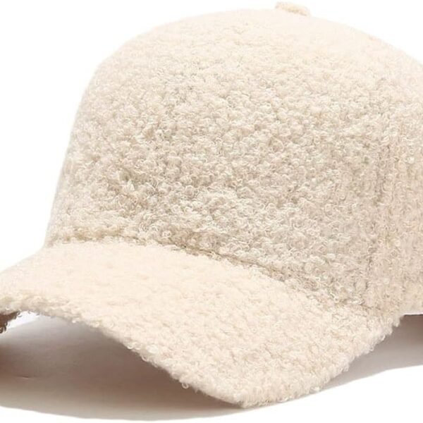 Winter Baseball Cap for Women Lamb Wool Solid Color Warm Baseball Cap for Outdoor Travel