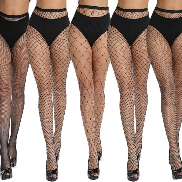 akiido Fishnet Stockings for Women, Black Fishnets Tights Thigh High Stockings Pantyhose, Plus Size Fits All